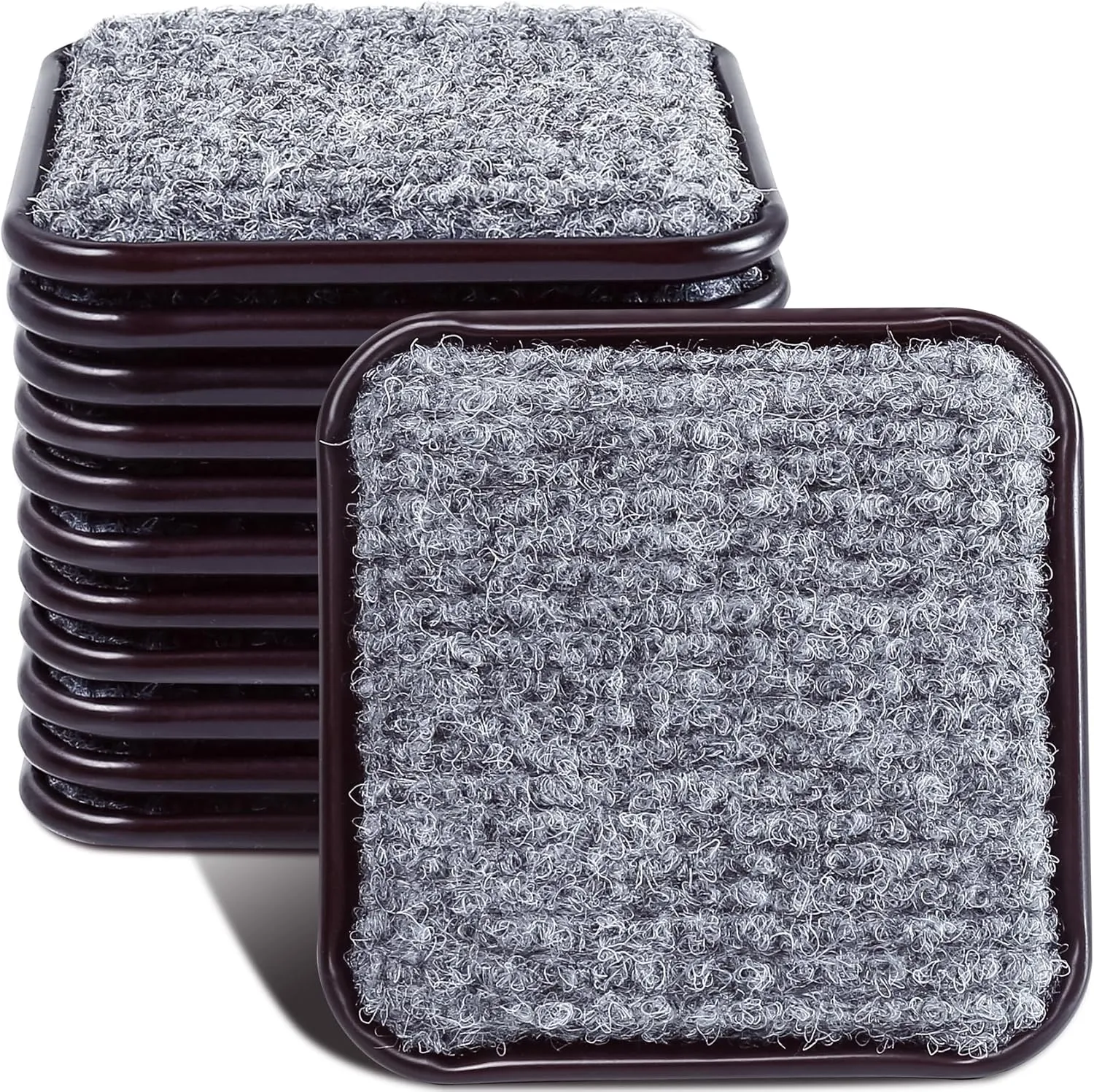 1 3/4" Square Carpet Bottom Furniture Caster Cups, Reusable Furniture Sliders for Hardwood Floors, Felt Furniture Pads Coasters to Protect Tile or Laminate Floors from Scratches, Brown/Gray (24 Pack)