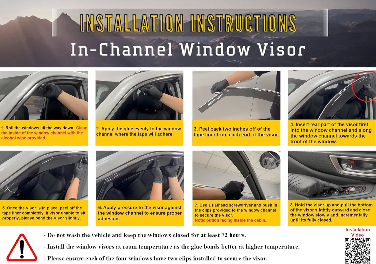 2019-2025 in-Channel Rain Guards Side Window Visor Deflectors for Toyota Toyota Rav4 SE XSE LE XLE Adventure Limited Hybrid 2020 2021 2022 2023 2024