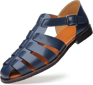 2023 New Men's Summer Hollow Breathable Flat Beach Fisherman Sandals,Non-Slip Woven Sandals With Ankle Straps For Outdoor Travel.
