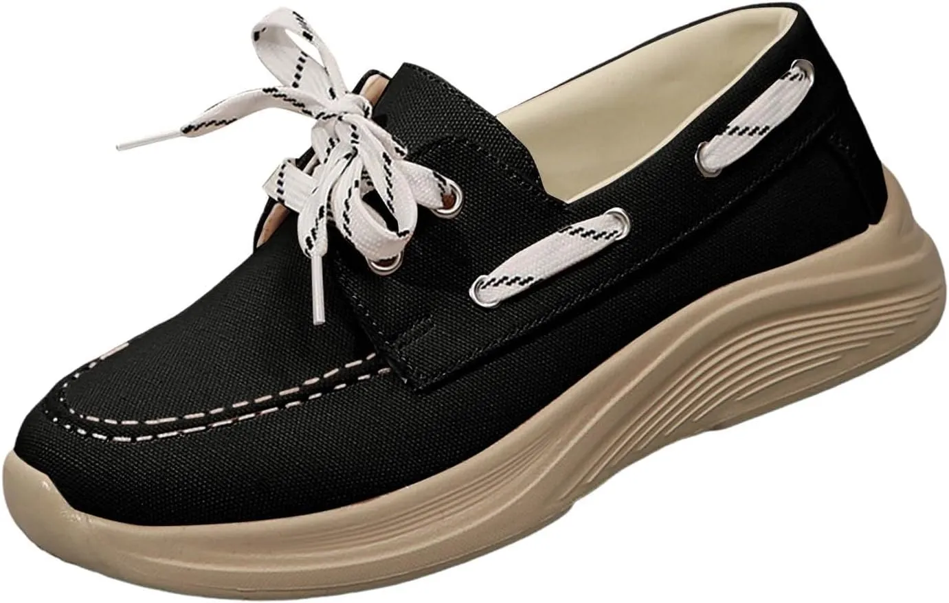 2025 Women's Canvas Slip On Shoes Lace Up Sneakers Slip On Low Top Arch Support Walking Loafers Orthopedic Non Slip Closed Toe Running Casual Boat Shoes Soft Tennis Shoe for Daily Wear