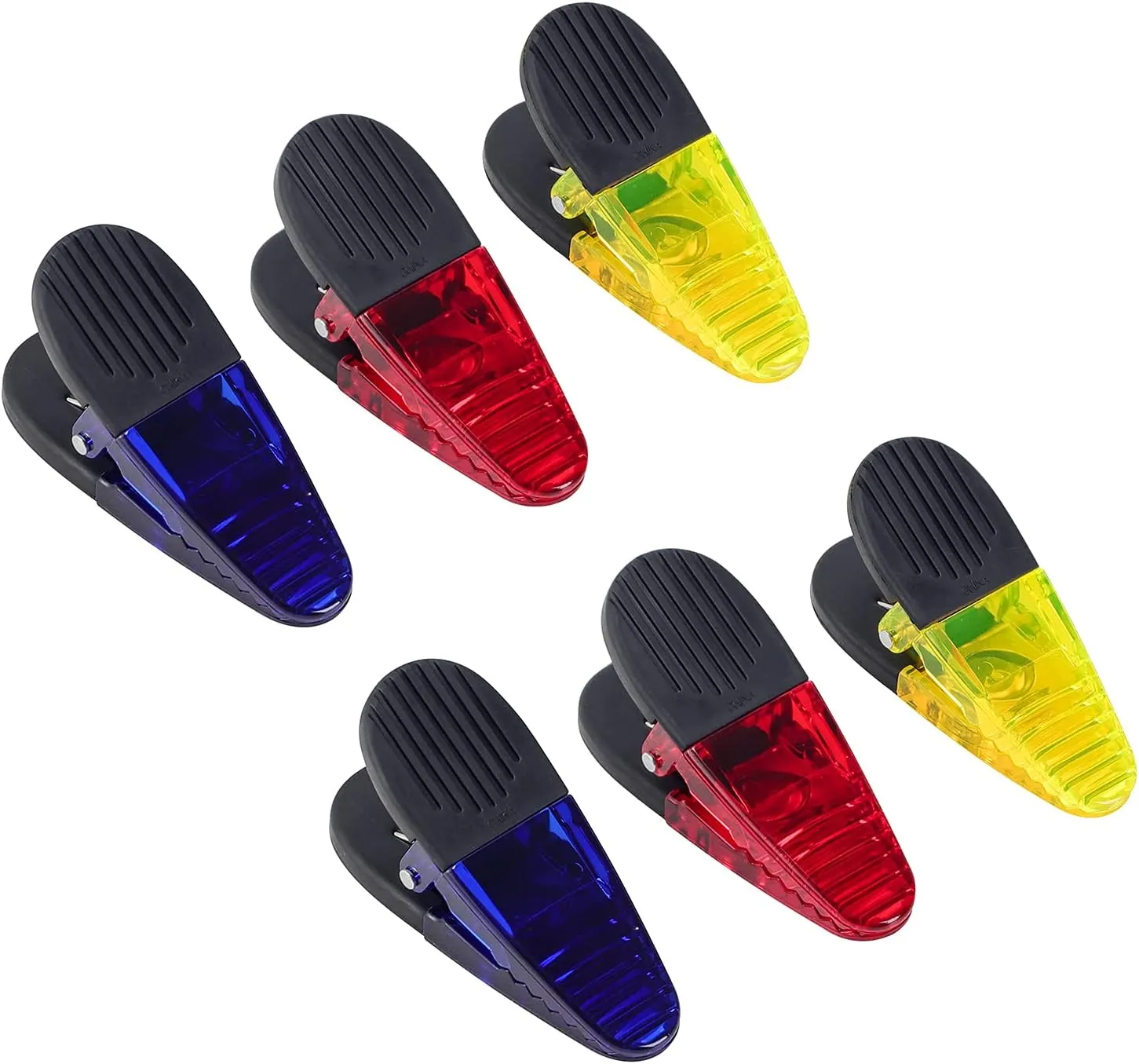 3-1/4" Length Plastic Refrigerator Magnet Clips Sets，Magnet Paper Clips, Snacks Bag Clips，Multipurpose Clips - Set of 6 (Multi Color)