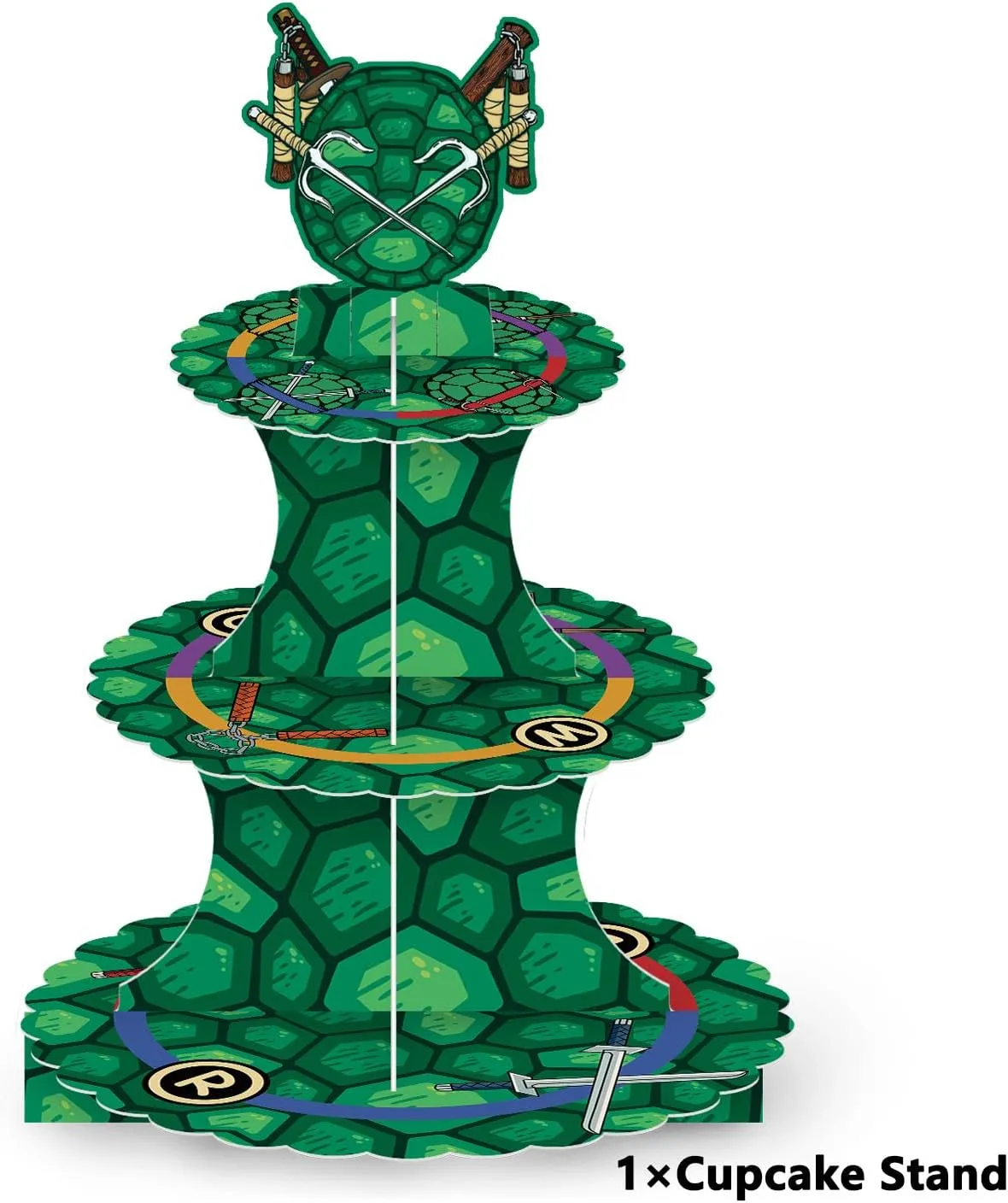 3 Tier Turtle Theme Cupcake Stand Carboard Cake Holder Dessert Display Stand Tower for Kids Boys Birthday Party/Party Favors/Party Supplies/Party Decorations