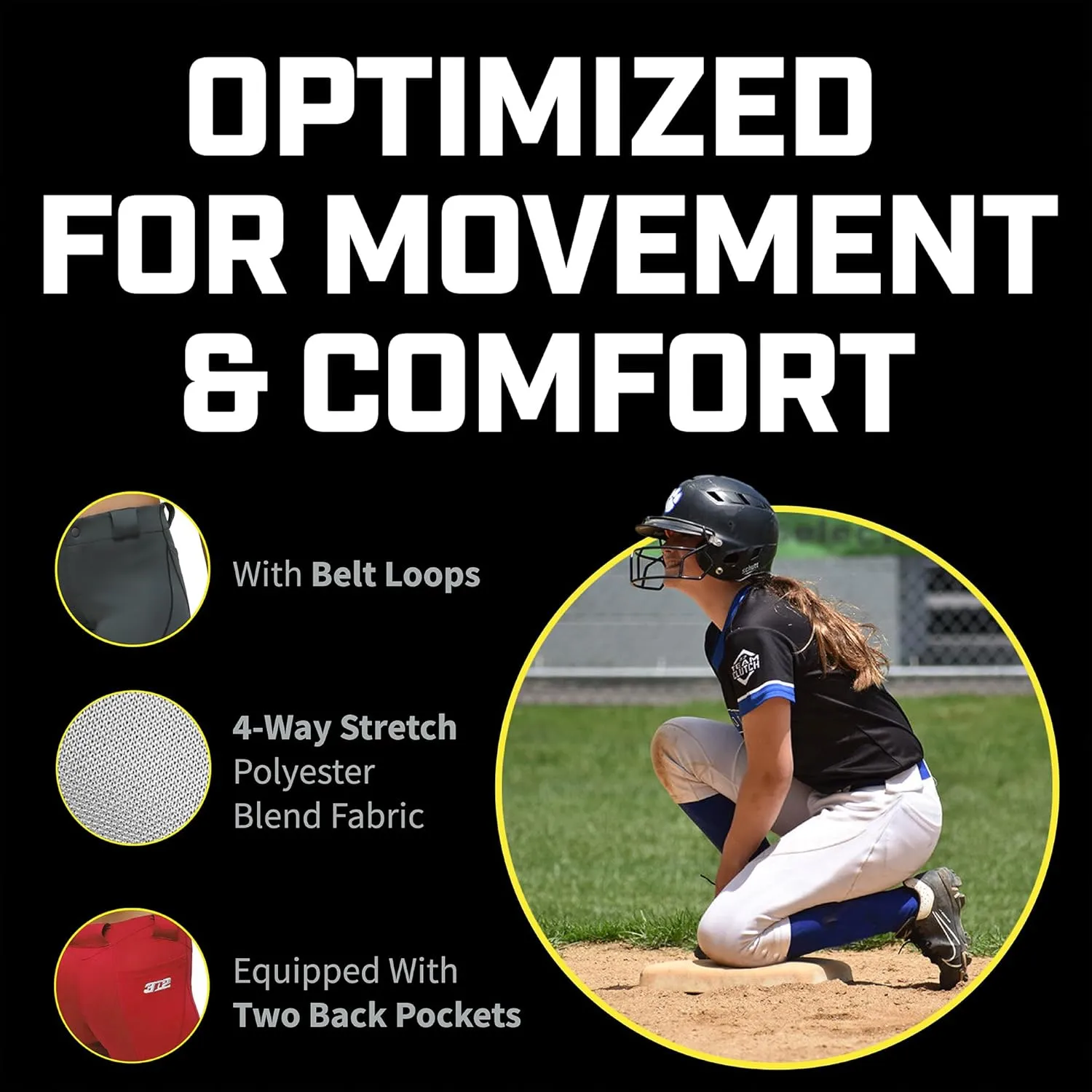 3N2 Girl's NuFit Pro 3/4 Softball Knickers, Fastpitch Softball Pants with Reinforced Knees & Slide Zones