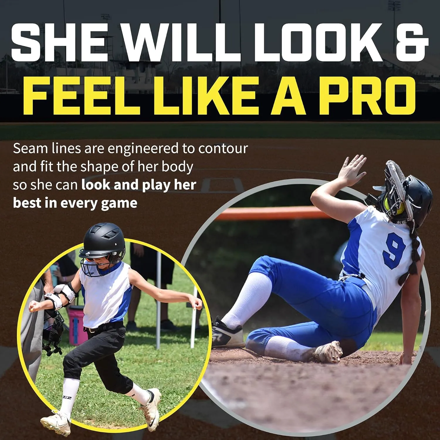 3N2 Girl's NuFit Pro 3/4 Softball Knickers, Fastpitch Softball Pants with Reinforced Knees & Slide Zones