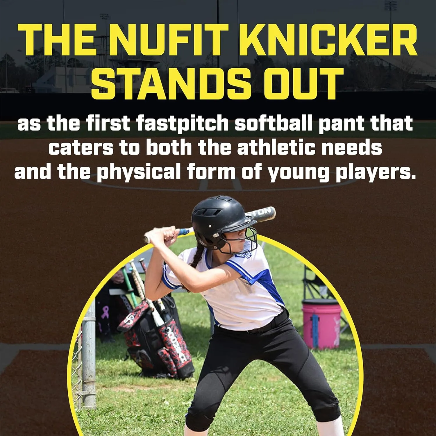 3N2 Girl's NuFit Pro 3/4 Softball Knickers, Fastpitch Softball Pants with Reinforced Knees & Slide Zones