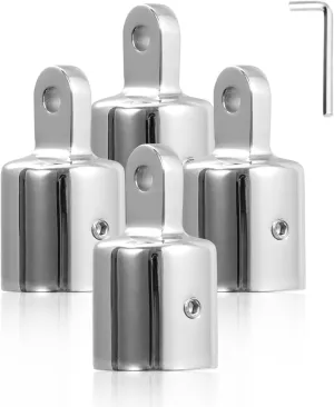 4 PCS Bimini Top Caps Tube,Stainless Steel 316 Boat Hardware Bimini Top Canopy Fits 7/8" and1,Bimini Top Eye Cap End Fitting with L Shape Hex Key