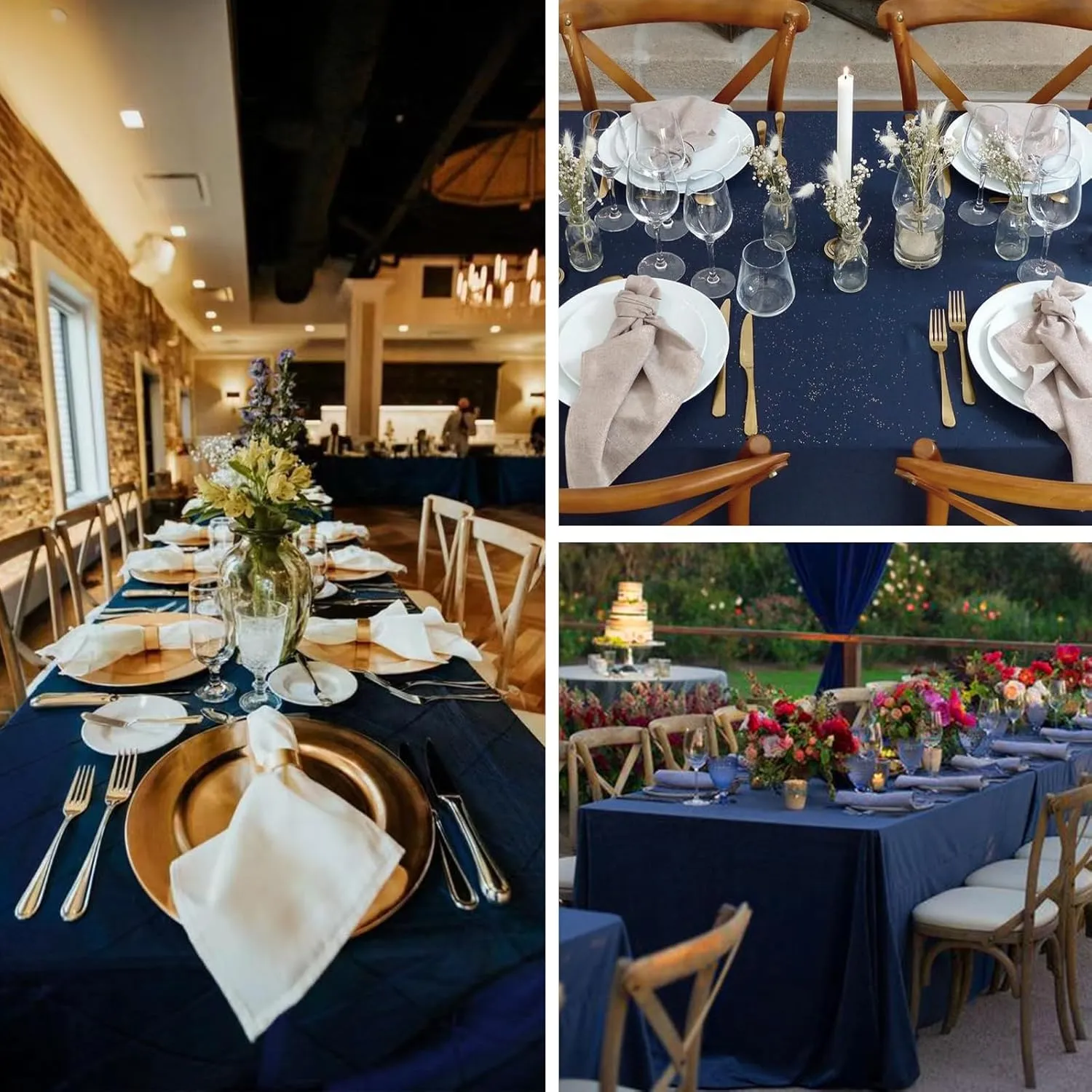 8 Pack Navy Blue Tablecloth 60 x 126 Inch Polyester Table Cloth for 8 Foot Rectangle Tables, Wrinkle Resistant Washable Decorative Fabric Table Covers for Wedding Party Banquet Buffet and Camping