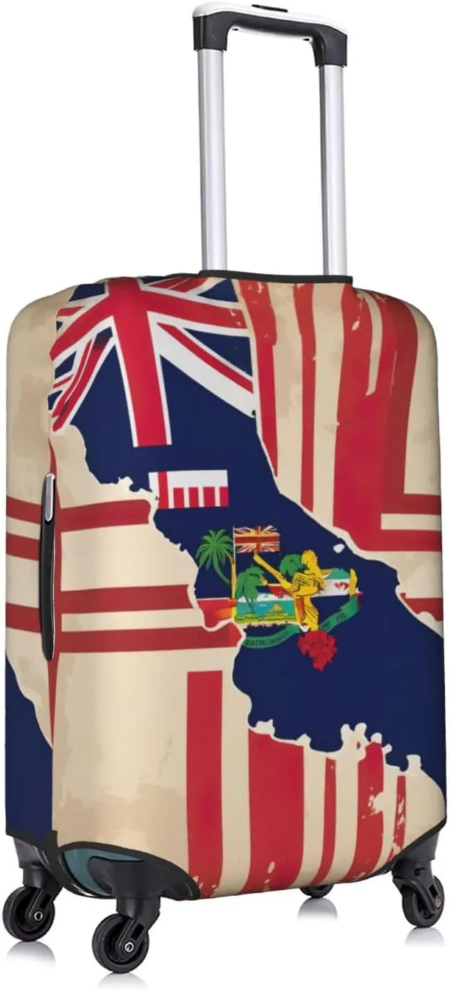 Abstract Hawaii Flag Map03 Suitcase Covers, Luggage Protectors Fits Four Sizes Suitcase For Travel