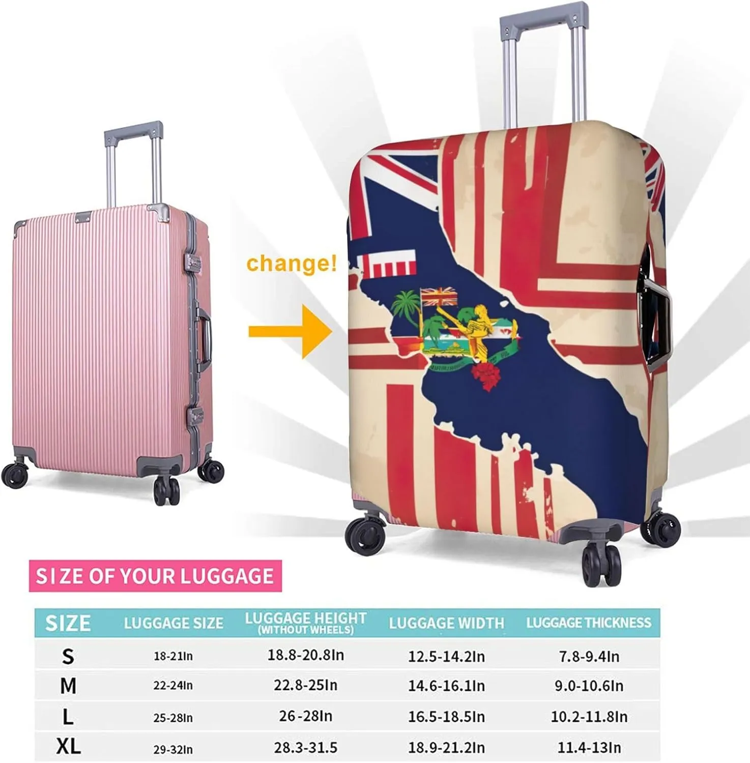 Abstract Hawaii Flag Map03 Suitcase Covers, Luggage Protectors Fits Four Sizes Suitcase For Travel