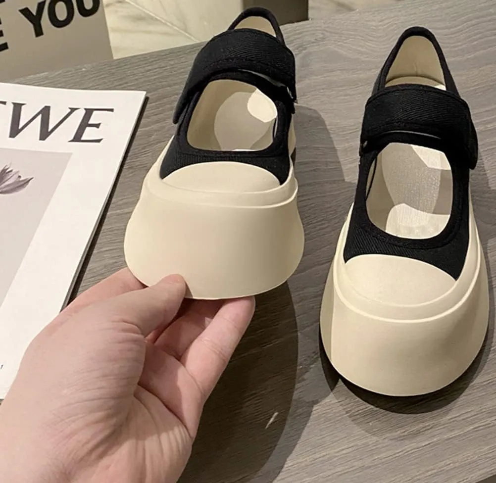 ACE SHOCK Women’s Platform Mary Janes Slip-on Canvas Shoes Comfortable Pumps Fashion Sneakers