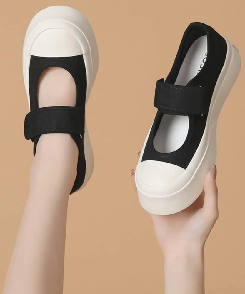 ACE SHOCK Women’s Platform Mary Janes Slip-on Canvas Shoes Comfortable Pumps Fashion Sneakers
