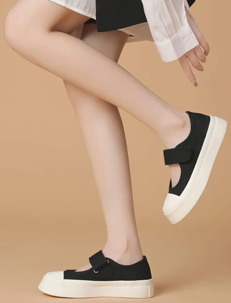 ACE SHOCK Women’s Platform Mary Janes Slip-on Canvas Shoes Comfortable Pumps Fashion Sneakers