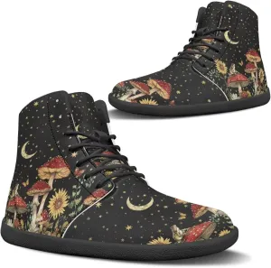 Aesthetic Plant Women's High Top Sneakers Unisex Wide Toe Barefoot Sneakers PU Leathe Waterproof Lace Up Shoes