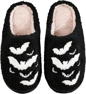 Afellicy Halloween Christmas Slippers Checkered Scuff for Women and Men Holiday Indoor Bedroom Fluffy Warm Fleece Slippers Winter Soft Cozy Home Non-Slip Soft Plush Slip-on Wool Lined House Shoes