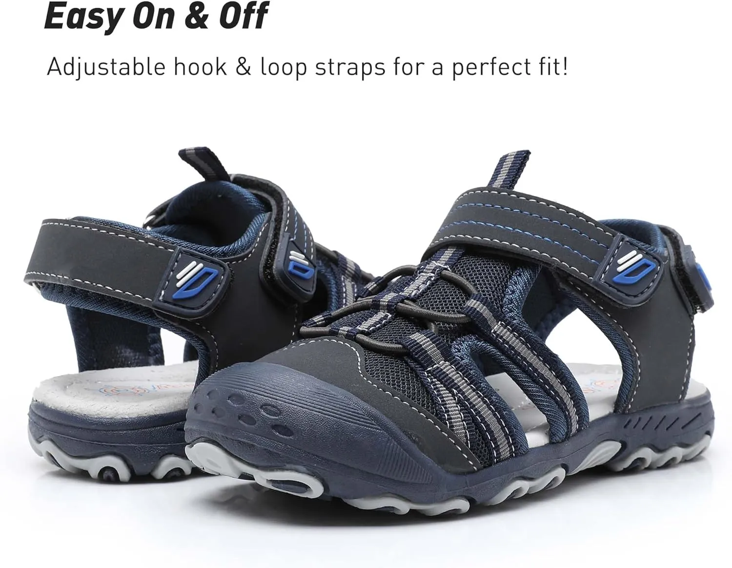 Ahannie Boys Girls Outdoor Sport Sandals,Kids Closed Toe Beach Sandals, Toddler Summer Shoes