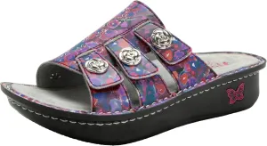 Alegria Womens Julee Triple Adjustable Leather Low Platform Slide Sandal