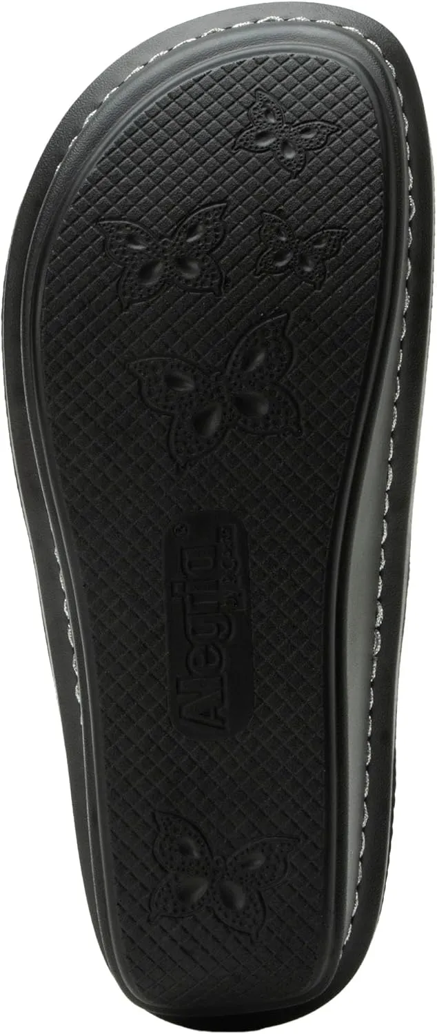 Alegria Womens Julee Triple Adjustable Leather Low Platform Slide Sandal