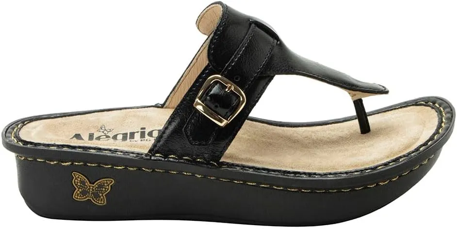 Alegria Womens Kennedi - Leather Thong Adjustable Slide Sandal - Timeless Comfort, Arch Support and Stylish Women's Shoe for Everyday Elegance and Slip-Resistant - Nursing and Healthcare Professionals