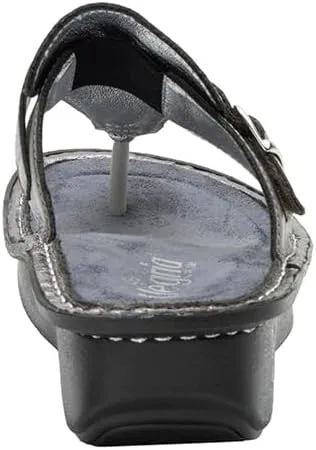 Alegria Womens Kennedi - Leather Thong Adjustable Slide Sandal - Timeless Comfort, Arch Support and Stylish Women's Shoe for Everyday Elegance and Slip-Resistant - Nursing and Healthcare Professionals