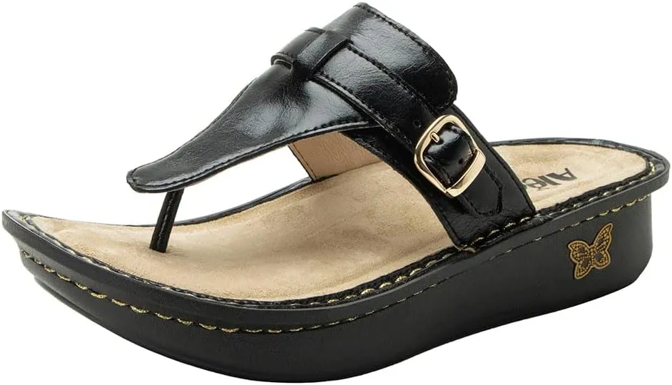 Alegria Womens Kennedi - Leather Thong Adjustable Slide Sandal - Timeless Comfort, Arch Support and Stylish Women's Shoe for Everyday Elegance and Slip-Resistant - Nursing and Healthcare Professionals