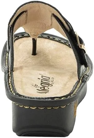 Alegria Womens Kennedi - Leather Thong Adjustable Slide Sandal - Timeless Comfort, Arch Support and Stylish Women's Shoe for Everyday Elegance and Slip-Resistant - Nursing and Healthcare Professionals