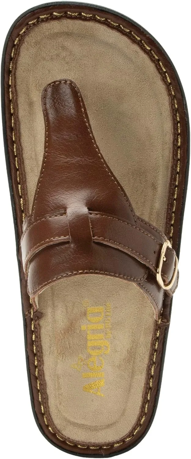 Alegria Womens Kennedi - Leather Thong Adjustable Slide Sandal - Timeless Comfort, Arch Support and Stylish Women's Shoe for Everyday Elegance and Slip-Resistant - Nursing and Healthcare Professionals