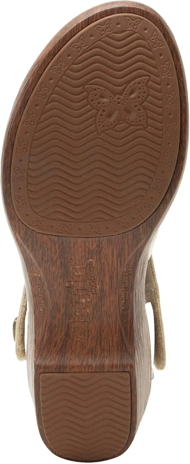 Alegria Womens Savina Leather Wedge - Stylish and Versatile Mary Jane for Endless Support - Enhanced Arch Slip Resistant Platform Ankle Cross Strap Heel for Professionals