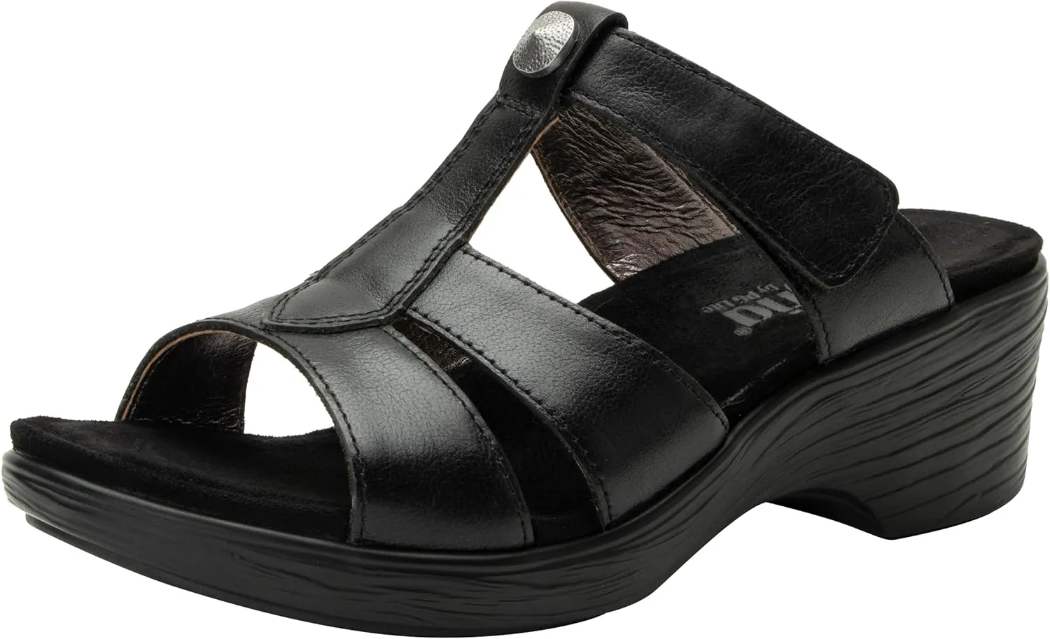 Alegria Womens Shantal Leather Wedge Sandal - Stylish and Versatile Open Back Heel for Endless Support - Enhanced Arch Slip Resistant Platform Heel For Professionals