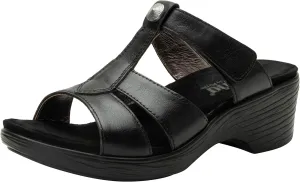 Alegria Womens Shantal Leather Wedge Sandal - Stylish and Versatile Open Back Heel for Endless Support - Enhanced Arch Slip Resistant Platform Heel For Professionals
