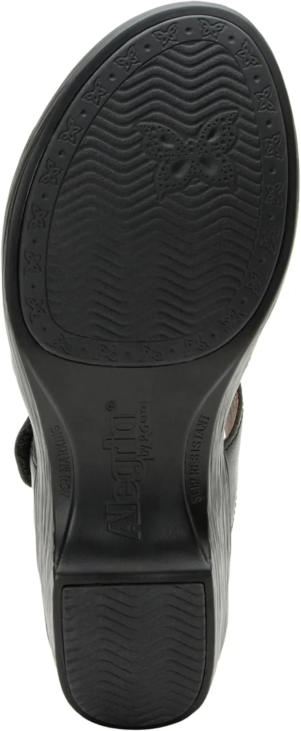 Alegria Womens Shantal Leather Wedge Sandal - Stylish and Versatile Open Back Heel for Endless Support - Enhanced Arch Slip Resistant Platform Heel For Professionals