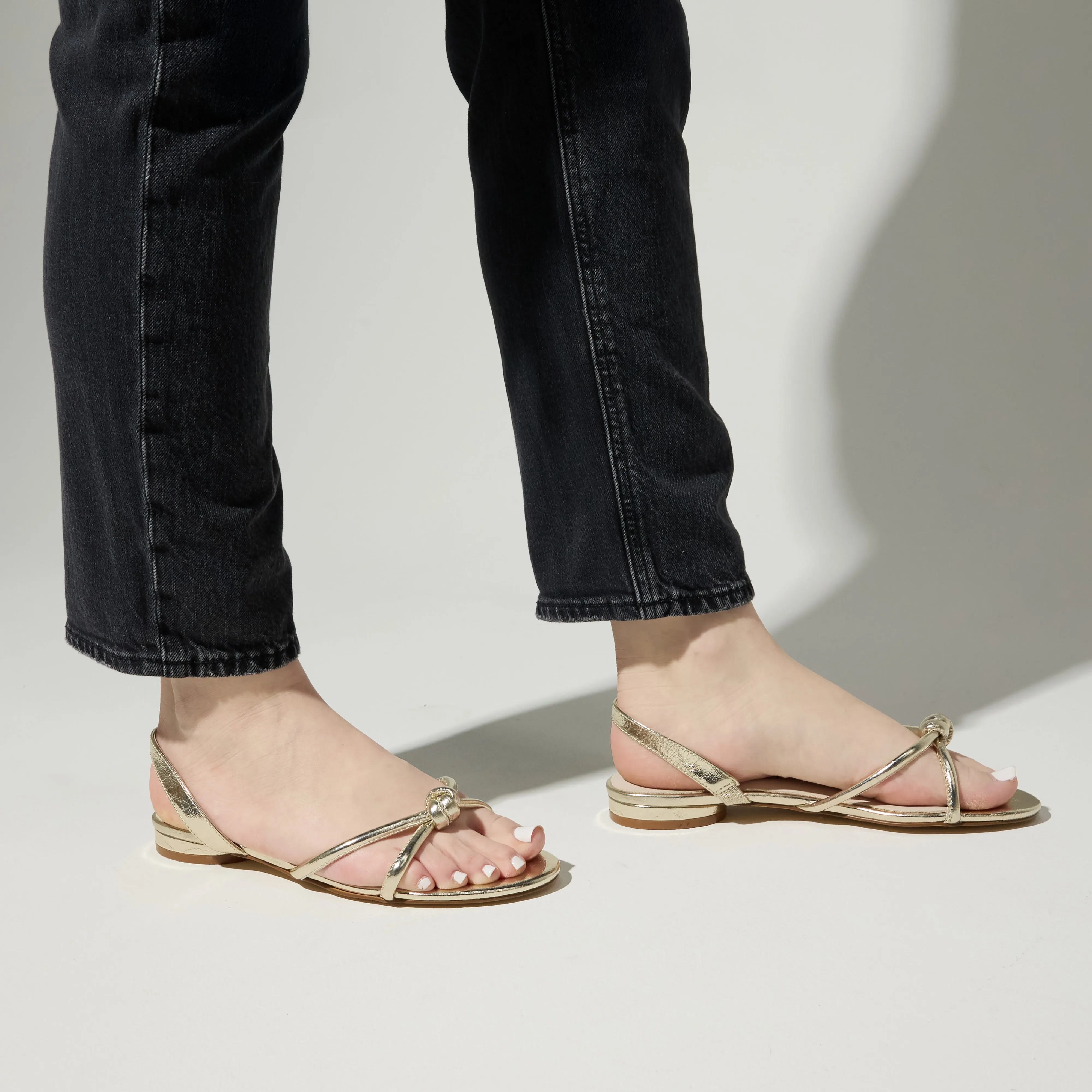 Alison Slingback Sandal in Gold Leather