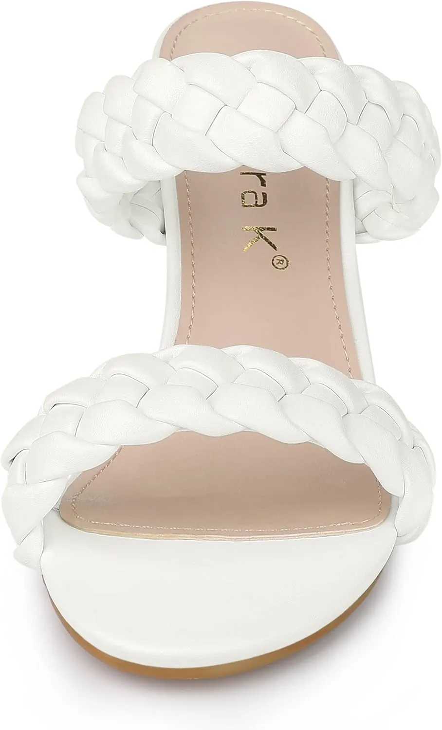 Allegra K Women's Braided Heeled Slip on Chunky Heel Slide Sandals