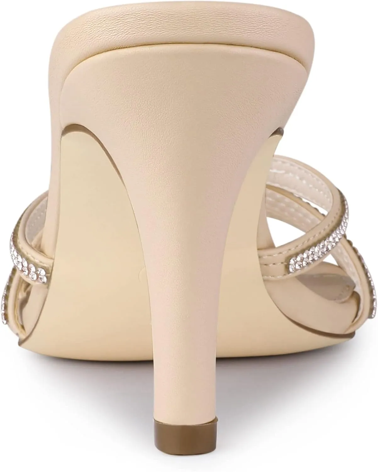 Allegra K Women's Open Toe Rhinestone Strappy Stiletto Heels Sandals Slip On Slip On Mules