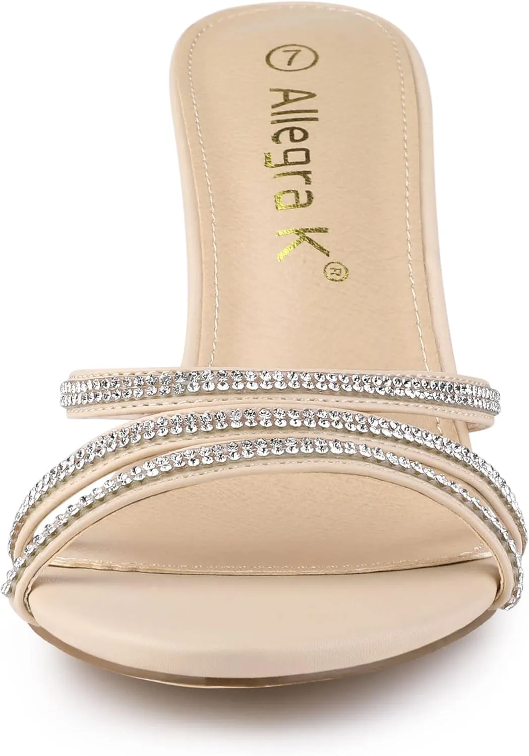 Allegra K Women's Open Toe Rhinestone Strappy Stiletto Heels Sandals Slip On Slip On Mules