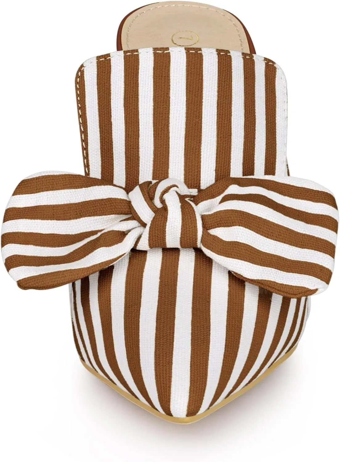 Allegra K Women's Stripe Bow Slip on Stiletto Heel Slides Mules