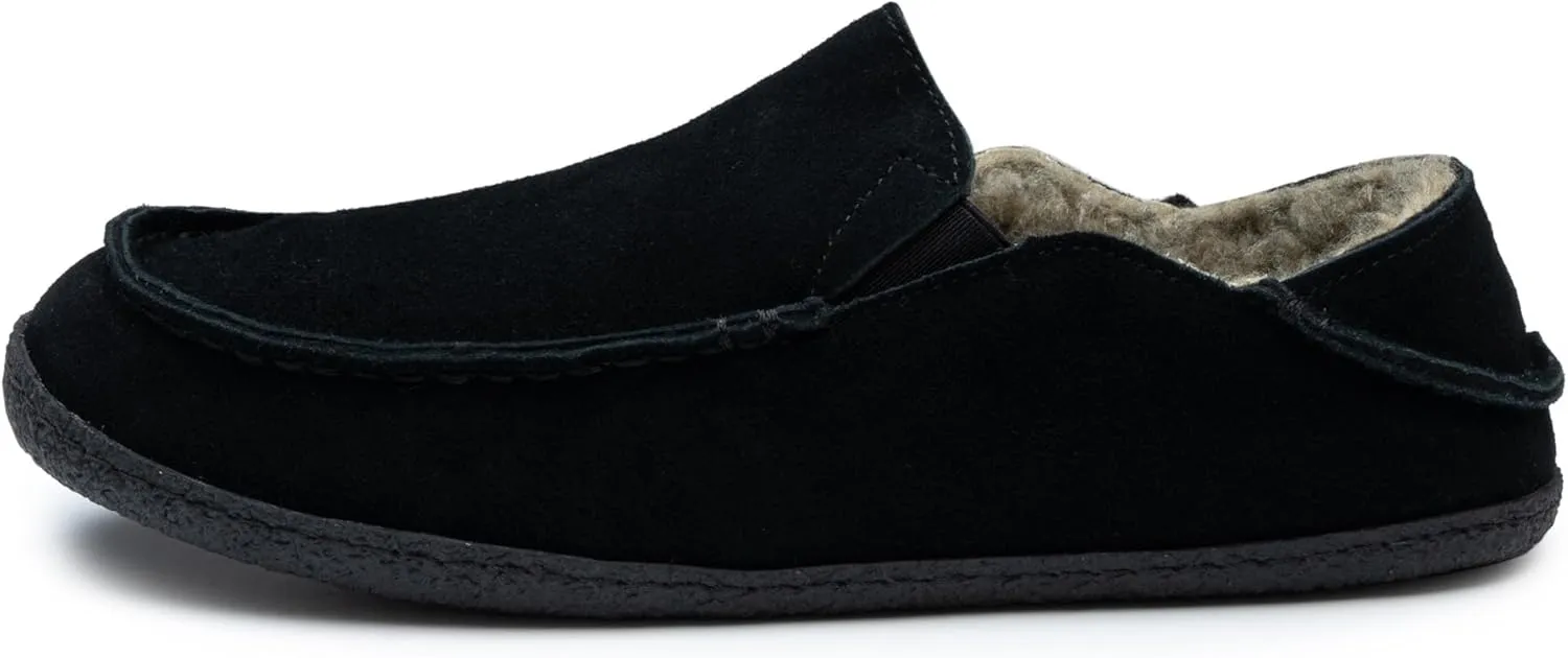 Alpine Swiss Gary Mens Genuine Suede Moccasin Slippers Sherpa Slip On Shoes