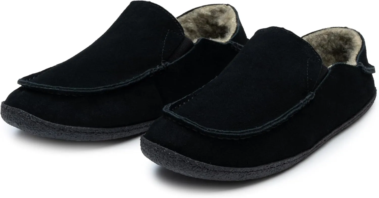 Alpine Swiss Gary Mens Genuine Suede Moccasin Slippers Sherpa Slip On Shoes