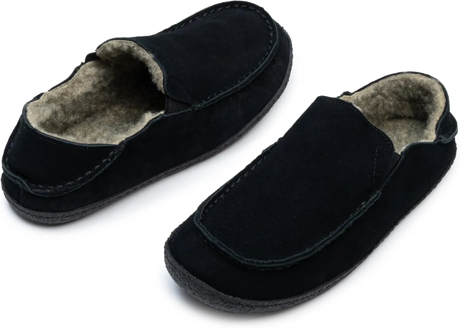 Alpine Swiss Gary Mens Genuine Suede Moccasin Slippers Sherpa Slip On Shoes