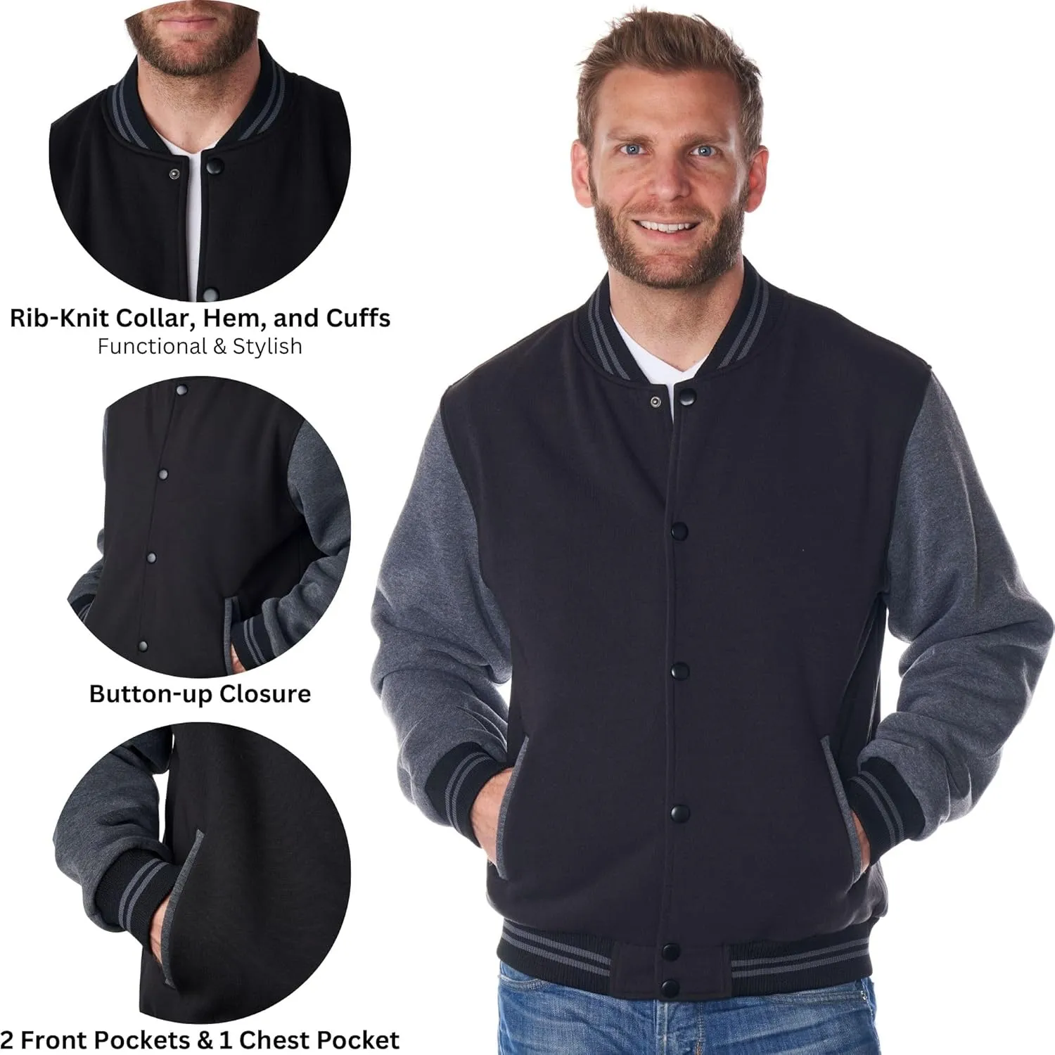 Alpine Swiss Tyler Men’s Varsity Jacket Classic Letterman Coat Baseball Bomber Jacket Lightweight Stylish Everyday Outerwear