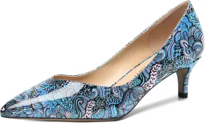 AMBELIGHT Womens Casual Slip On Pointed Toe Dress Shoes Patent Kitten Low Heel Pumps Shoes 2 Inch