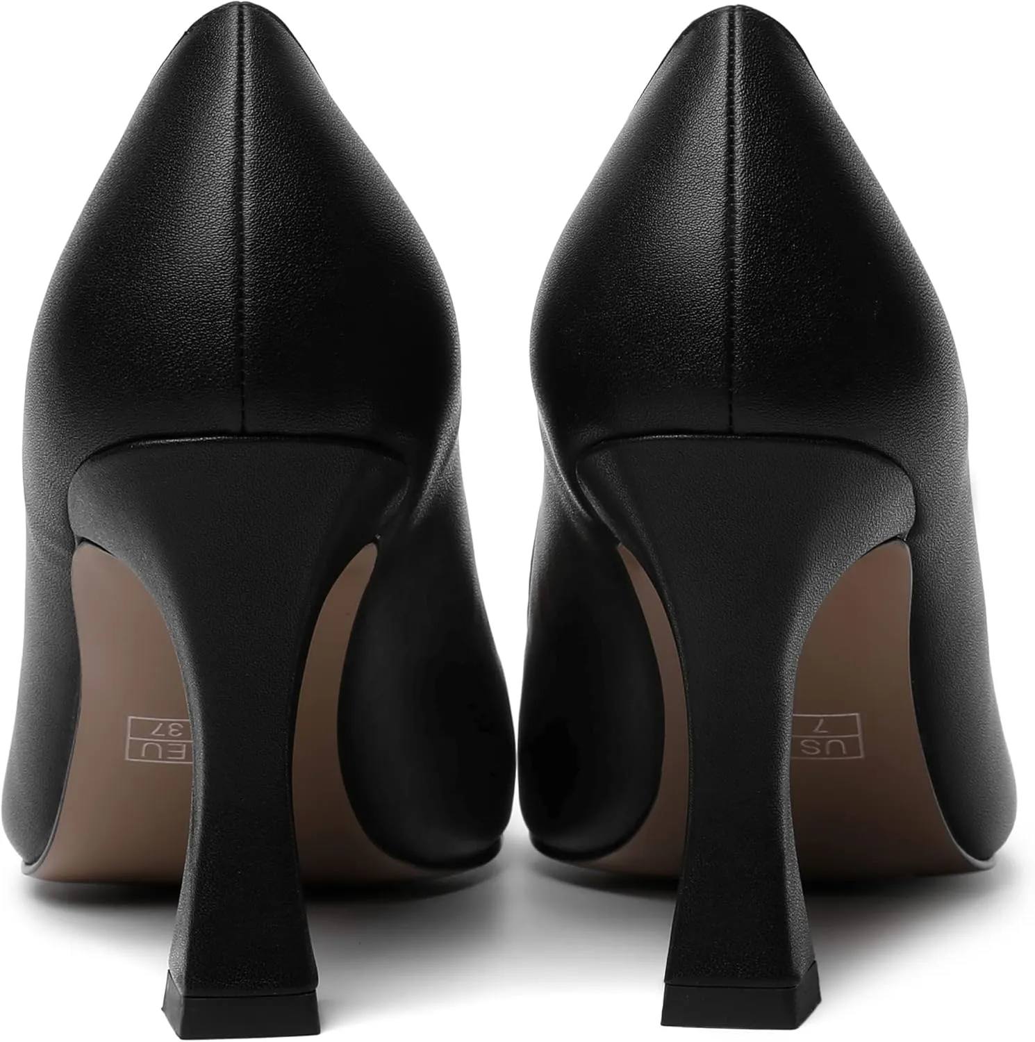 AMBELIGHT Womens Matte Solid Slip On Casual Evening Fashion Round Toe Chunky High Heel Pumps Shoes 3.3 Inch