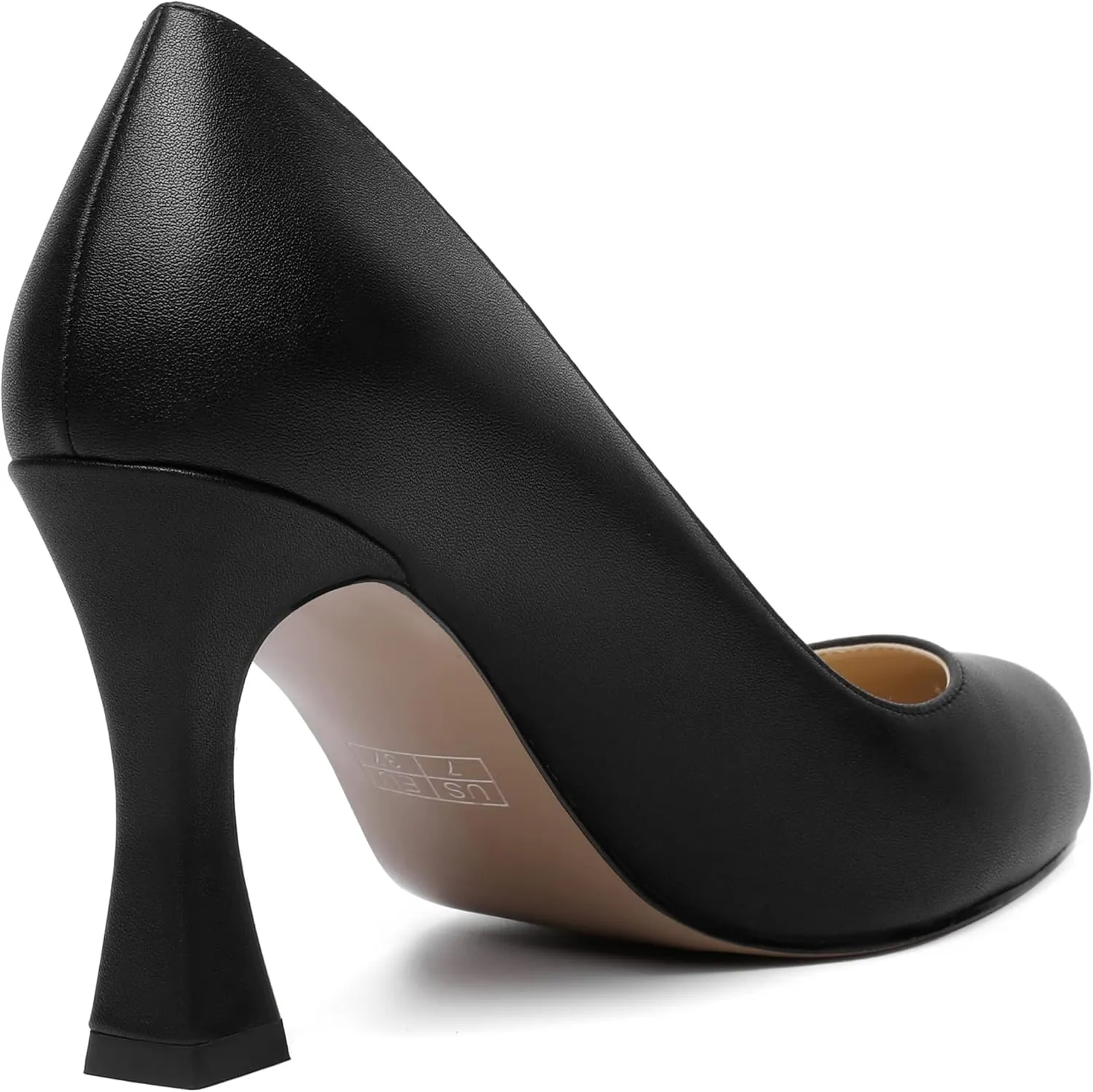 AMBELIGHT Womens Matte Solid Slip On Casual Evening Fashion Round Toe Chunky High Heel Pumps Shoes 3.3 Inch