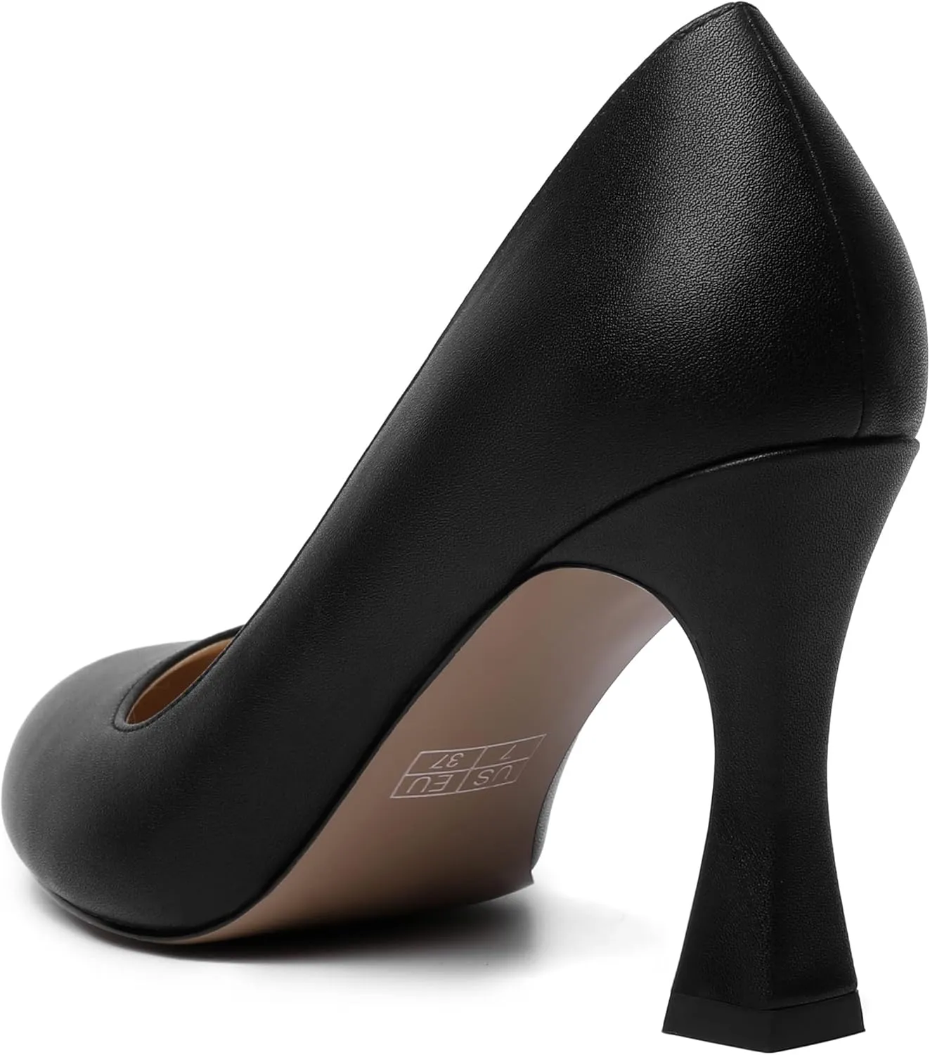 AMBELIGHT Womens Matte Solid Slip On Casual Evening Fashion Round Toe Chunky High Heel Pumps Shoes 3.3 Inch
