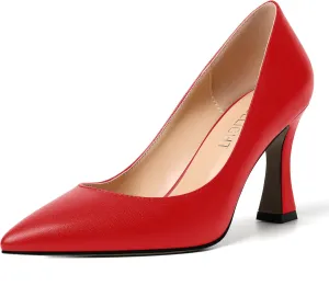 AMBELIGHT Womens Slip On Dress Pointed Toe Suede Wedding Stiletto High Heel Pumps Shoes 3.3 Inch