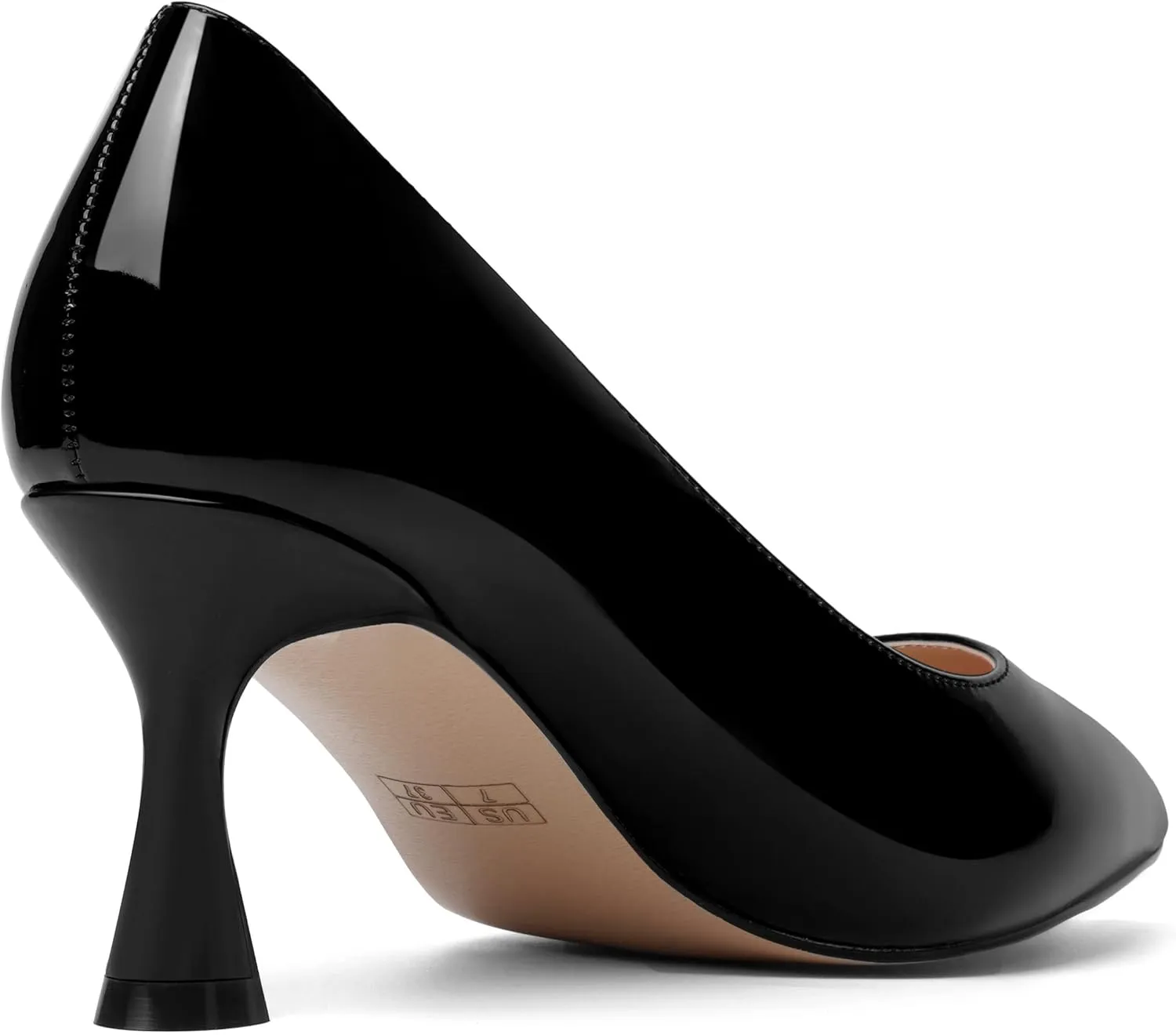 AMBELIGHT Womens Solid Office Dress Slip On Patent Pointed Toe Stiletto Mid Heel Pumps Shoes 2.5 Inch