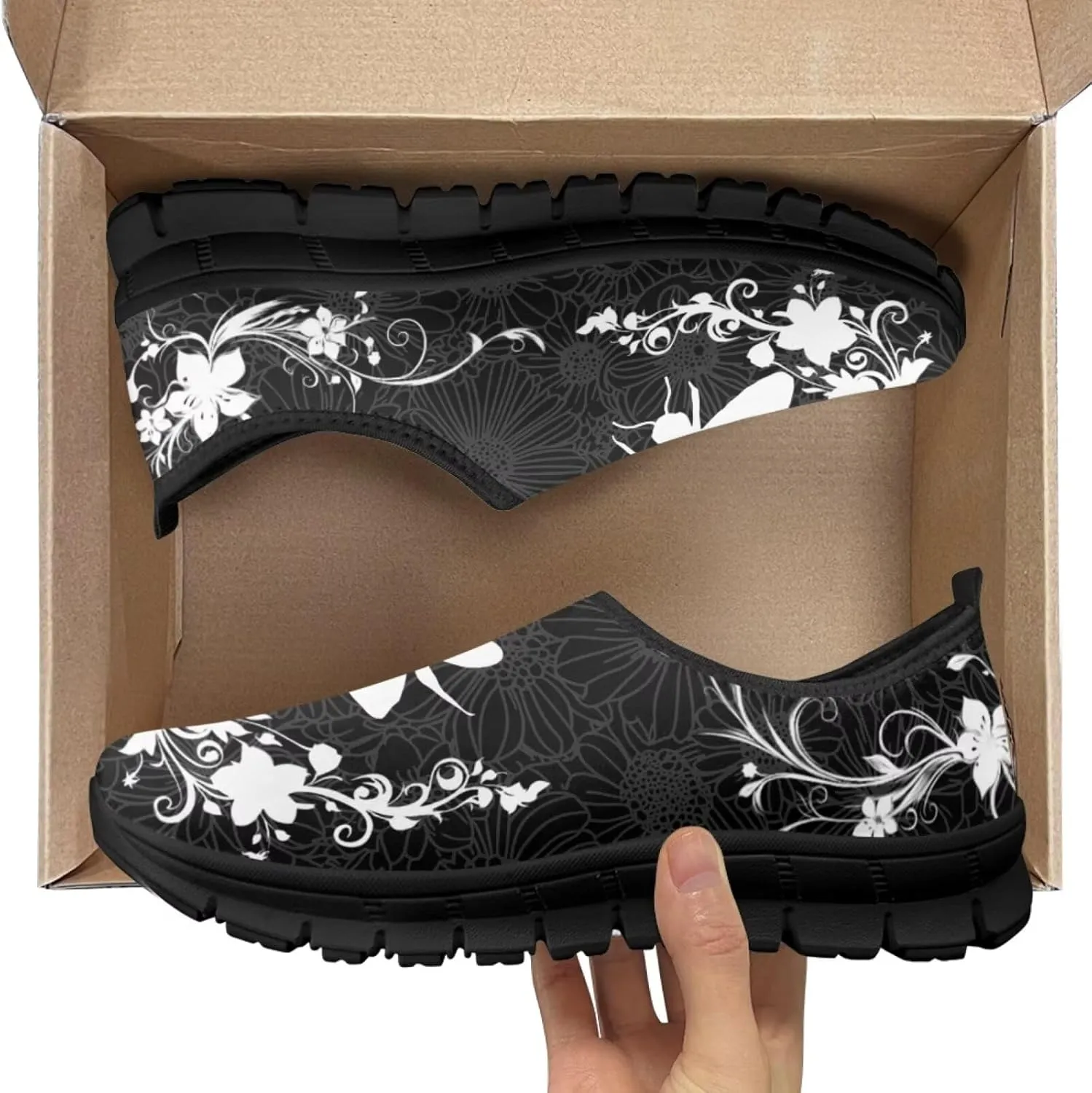 Animals Print Slip On Shoes for Women Low Cut Casual Lightweight Breathable Non Slip Mesh Shoes