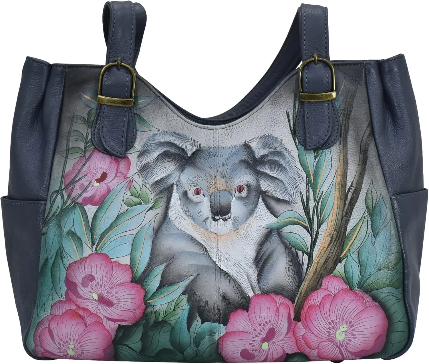 Anna by Anuschka Women's Genuine Leather Shoulder Bag - Hand Painted Original Artwork Exterior