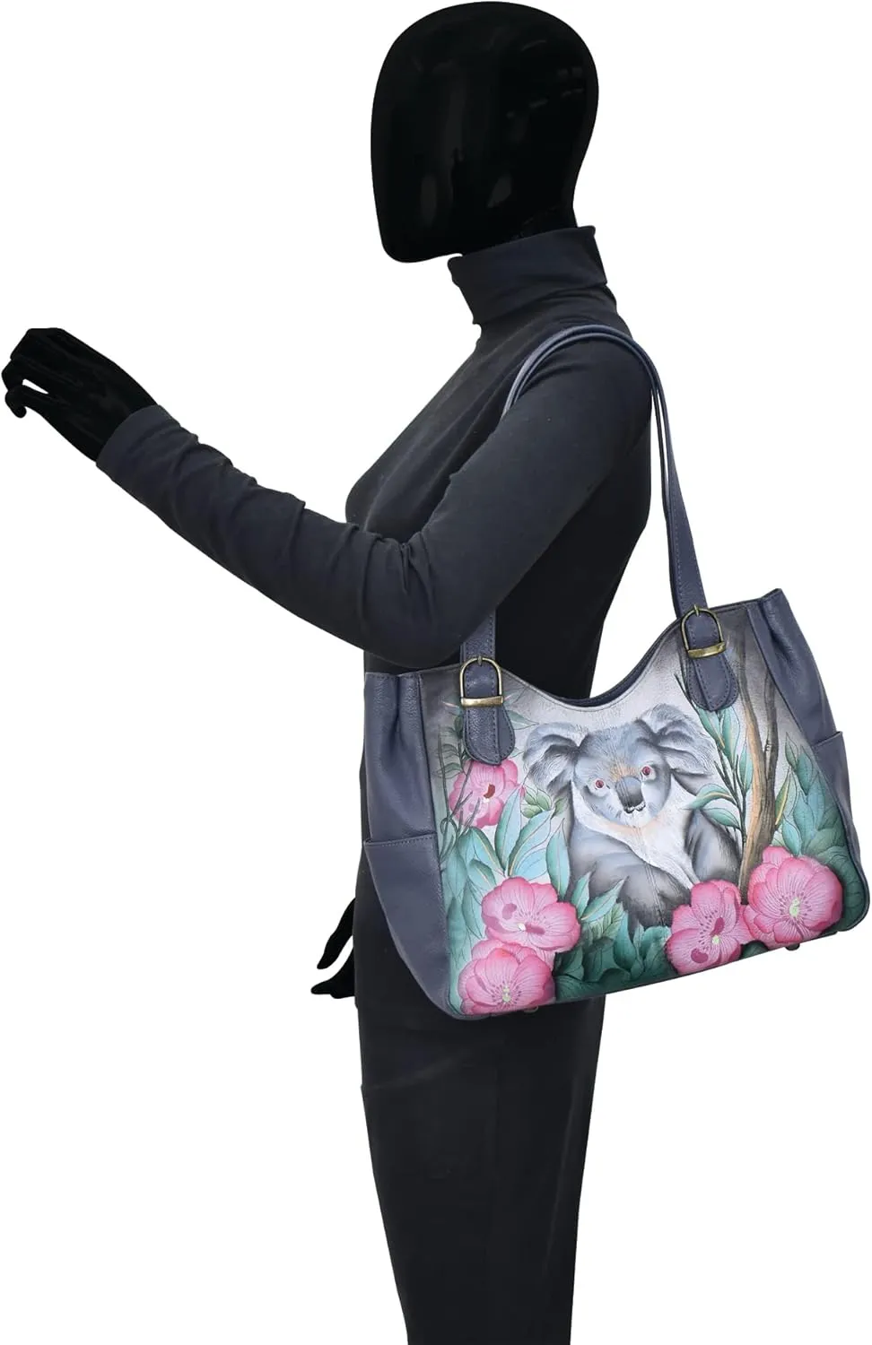 Anna by Anuschka Women's Genuine Leather Shoulder Bag - Hand Painted Original Artwork Exterior