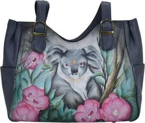 Anna by Anuschka Women's Genuine Leather Shoulder Bag - Hand Painted Original Artwork Exterior