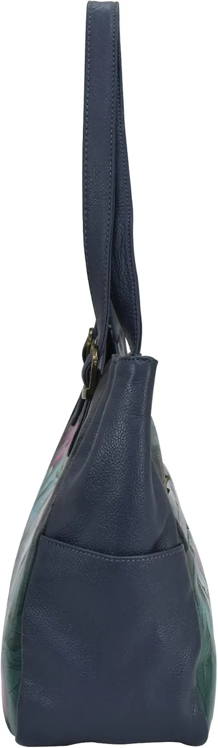 Anna by Anuschka Women's Genuine Leather Shoulder Bag - Hand Painted Original Artwork Exterior